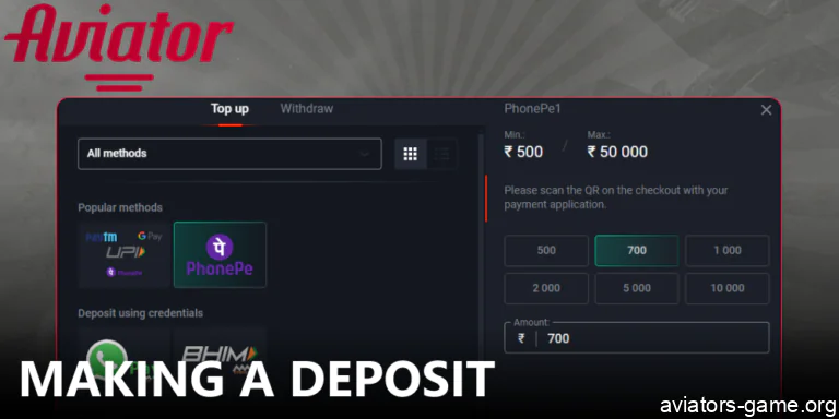 Guide on making deposits on Pin-Up for Aviator players